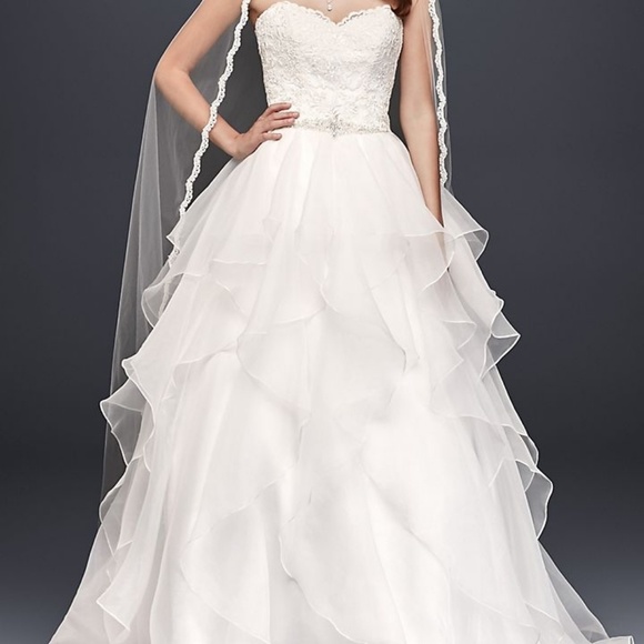 lace and organza wedding ball gown with beading
